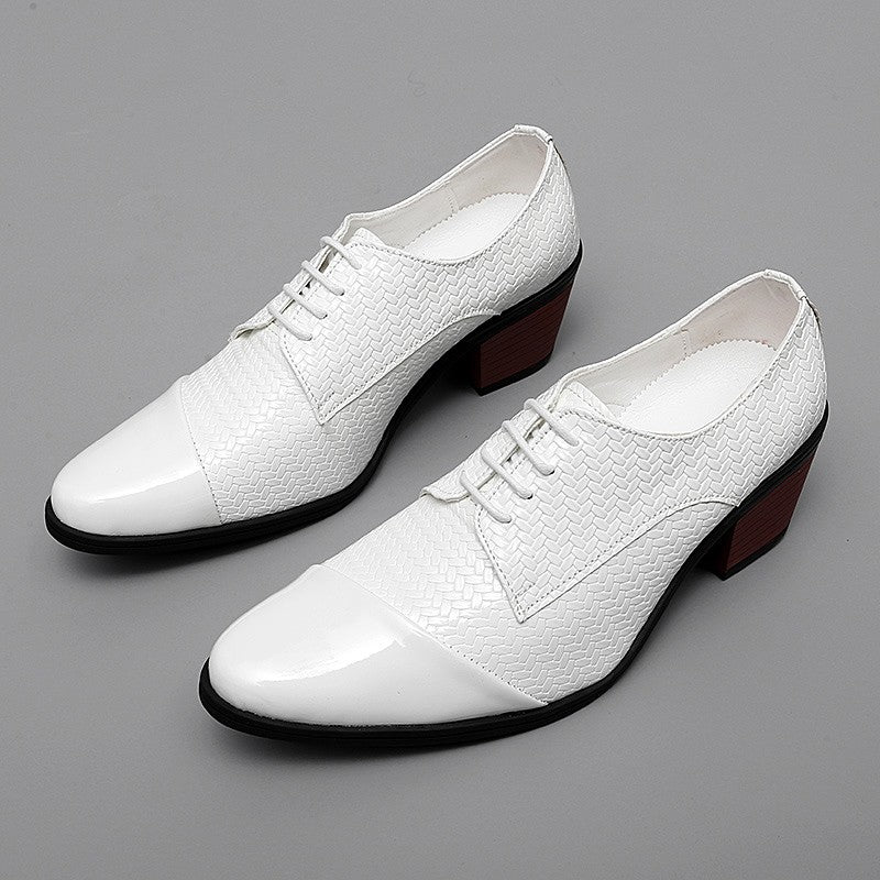 Men's Leather Shoes Banquet Dress Shoes Formal Occasions Men's Business Leather Shoes Office Red High Heels Pointed Shoes