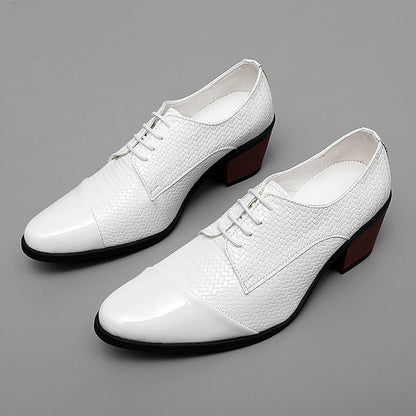 Men's Leather Shoes Banquet Dress Shoes Formal Occasions Men's Business Leather Shoes Office Red High Heels Pointed Shoes