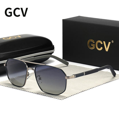 GCV 2025 Óculos de Sol Polarizados Clássicos Masculinos Modelo Piloto Quadrado Armação de Metal Óculos de Sol Masculinos para Dirigir Óculos UV Bloqueador Luxo
