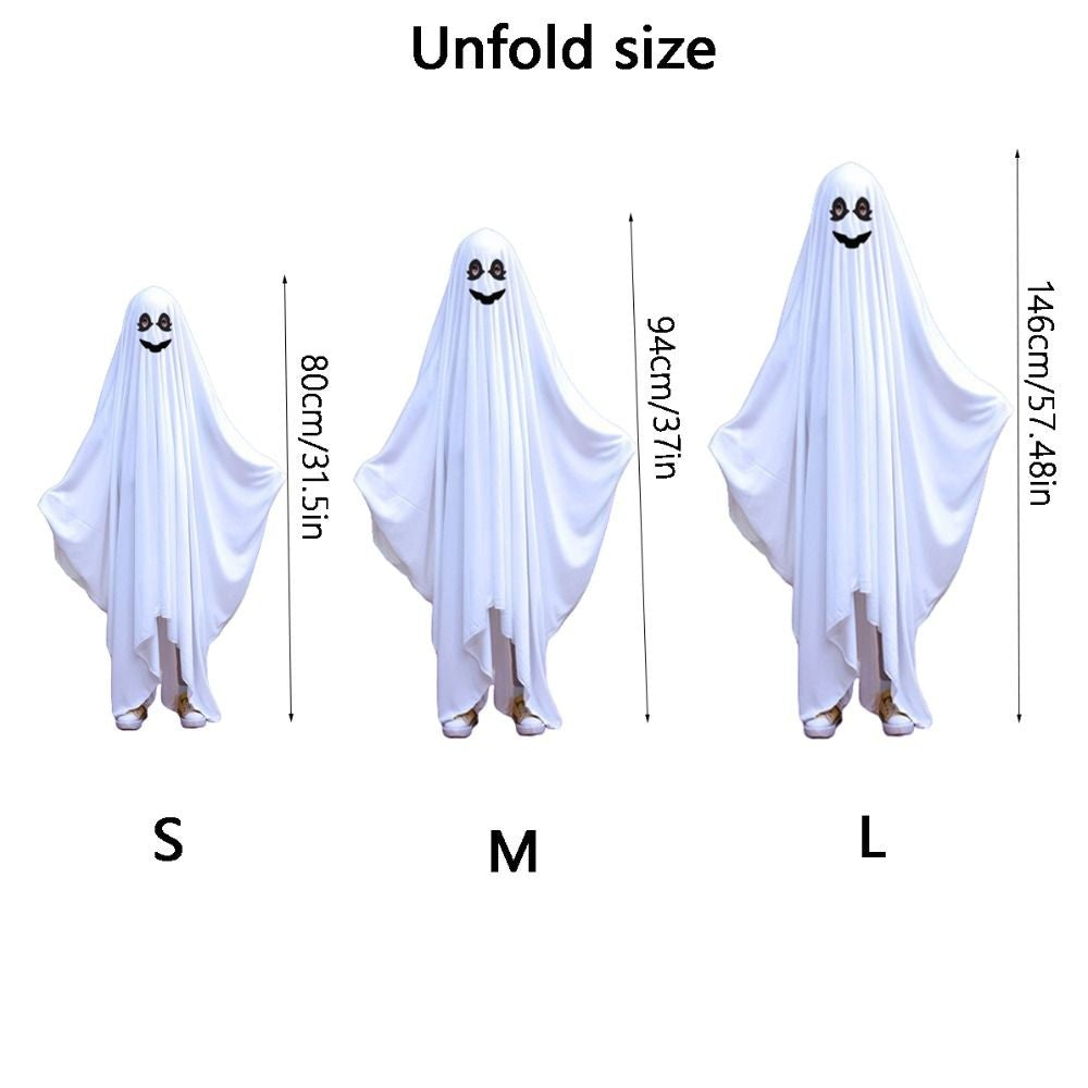 Hooded Halloween Cloak Cape Funny Cosplay Smile Face Ghost Poncho Robe Fright Clothes Black Eye Ghost Cosplay Costume