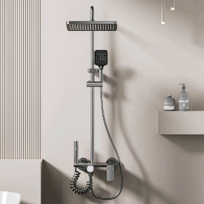 Household Aluminum Shower System Set Multifunction Rotary Knob Hot and Cold Water Pressurize Bathroom Gunmetal Gray Shower Set