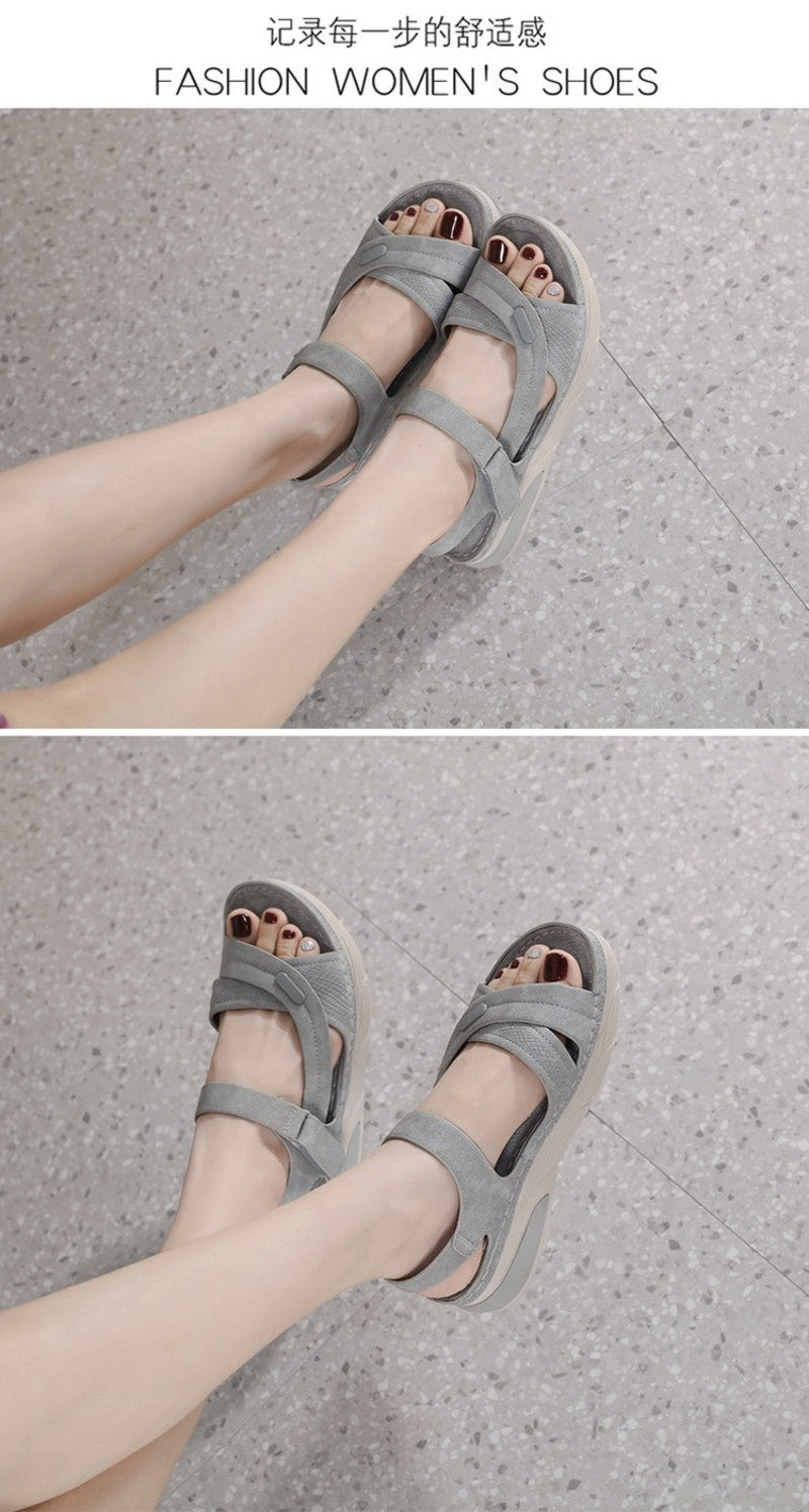 Sandal Lightweight Casual Sporty Comfortable Thick-Soled Velcro Versatile Fashion Trend Breathable National Style Wear-Resistant