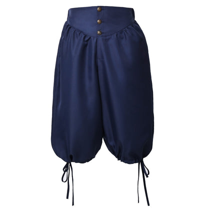 Calções de Fantasia de Pirata Calças de Pirata Calças Medievais Renascentistas Viking Cosplay com Amarração nas Costas
