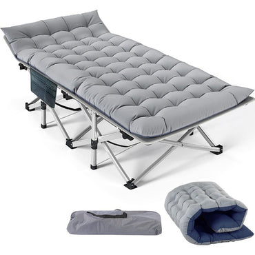 Catres Dobráveis para Acampamento de Adultos com Colchonete, Camas Dobráveis Acolchoadas Portáteis, Cama de Acampamento com Bolsa de Transporte para Viagens ao Ar Livre, Praia, Caminhada