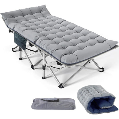 Catres Dobráveis para Acampamento de Adultos com Colchonete, Camas Dobráveis Acolchoadas Portáteis, Cama de Acampamento com Bolsa de Transporte para Viagens ao Ar Livre, Praia, Caminhada