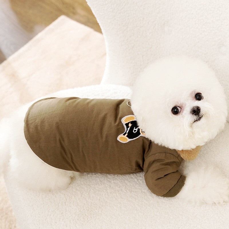Jaqueta Fashion para Cães Down, Jaqueta de Inverno Quente para Cães, Estampa de Urso, Jaqueta para Cachorros, Casaco Macio e Fofo para Gatos, Roupas para Cães Bulldog Francês