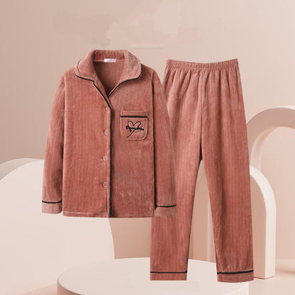 New 2025 Women's Coral Velvet Keep Warm Pajama Sets Autumn and Winter Thickened Fleece Warm Flannel Household Clothes for Women