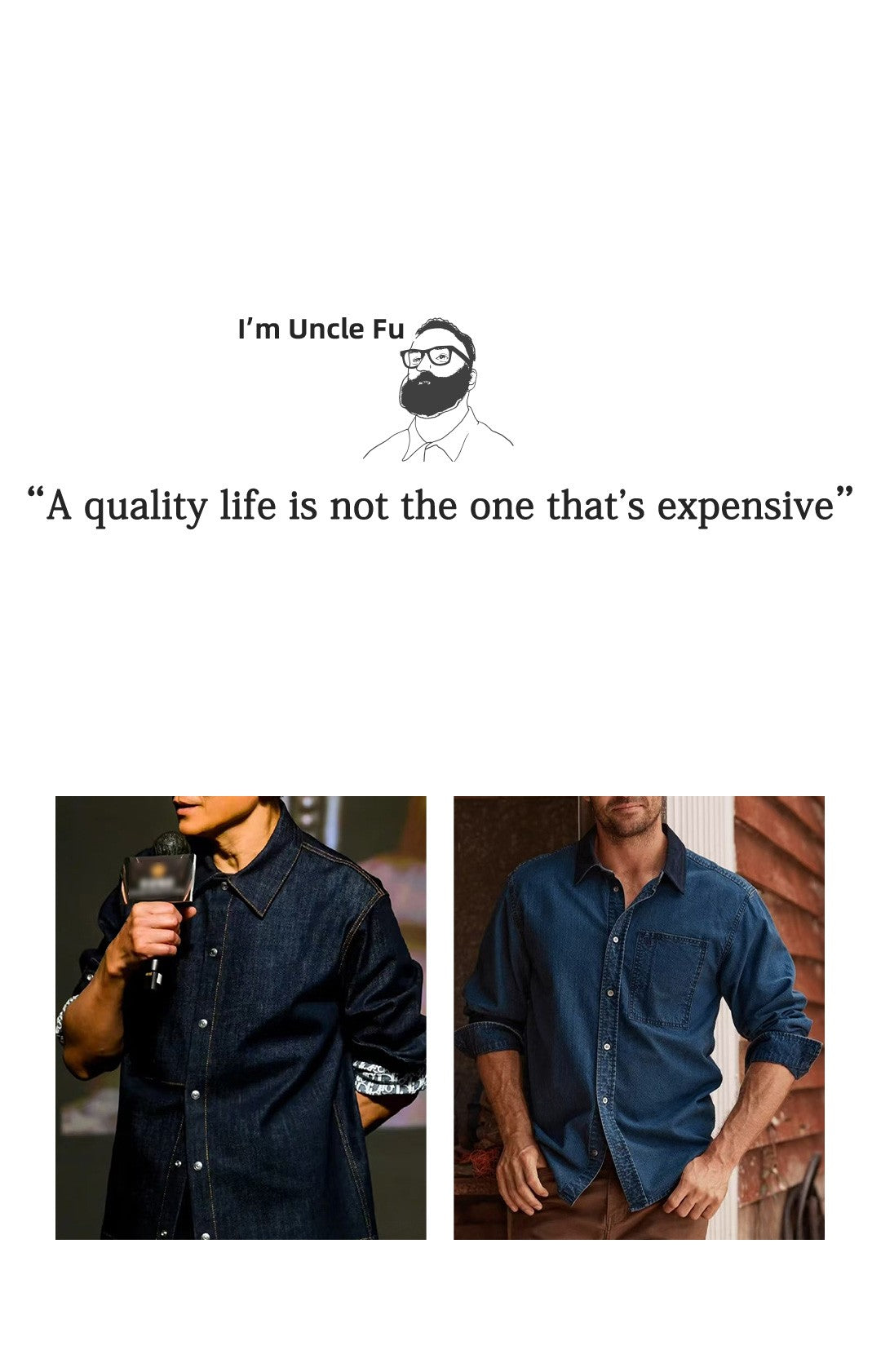 Maden Men Vintage Single Pocket Workwear Denim Shirt Long Sleeved Slim Fit Casual Shirt Single Breasted Turn-Down Collar Blouse