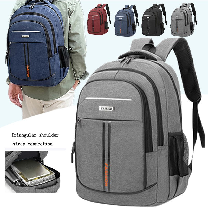 Neutral style backpack for men and women, with multi-layer zippers, suitable for students' school bags and travel bags.