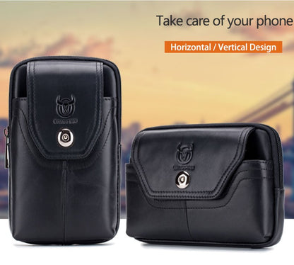 BULLCAPTAIN  MEN'S Leather BELT WAIST Bag Military Fanny PACK Molle Small Money Phone WAIST PACK Bum Pouch PURSE