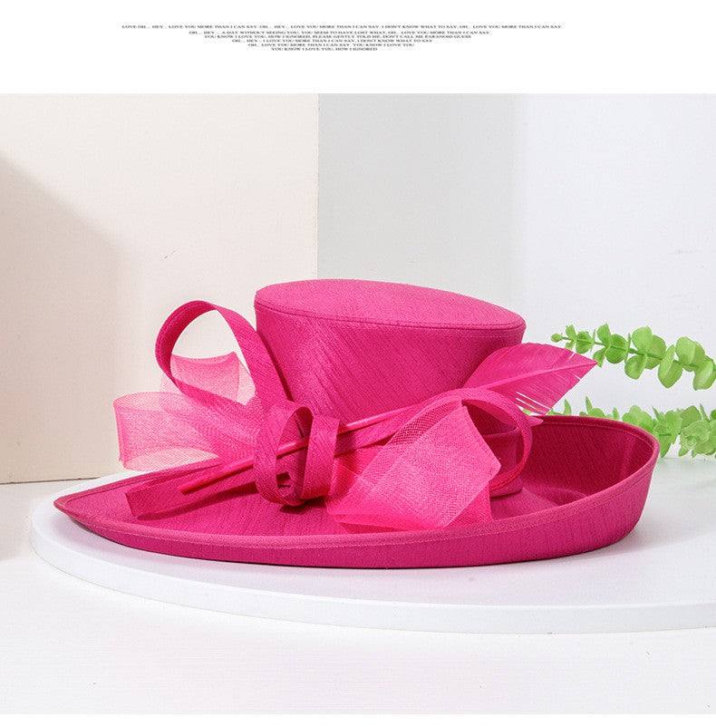 Fashion Luxury Feather Tea Party Church Photography Hat Elegant Flower Female Wide Brim Banquet Fascinator Wedding Formal Hats