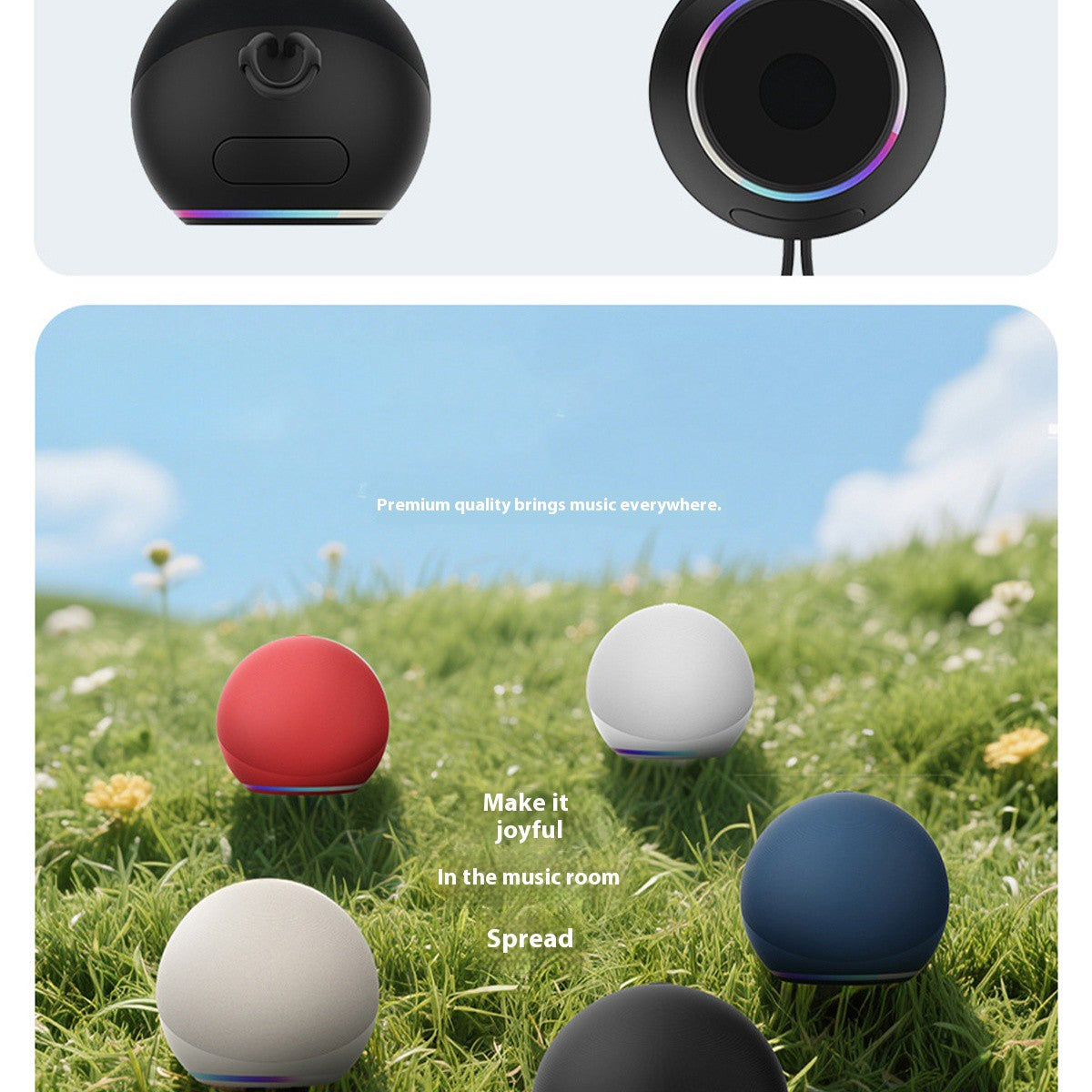 Mini Caixa de Som Bluetooth Portátil Sem Fio com Cancelamento de Ruído Alaxe para Festas, Acampamentos, Luz RGB e Subwoofer para Ambientes Externos
