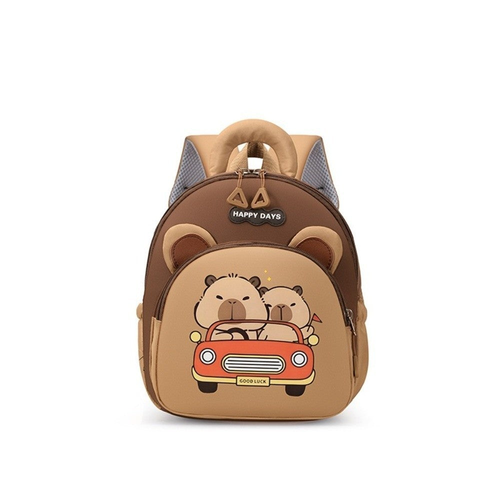 Mochila de Capivara Kawaii de Desenho Animado, Nylon Leve, Mochila Escolar de Capivara, Grande Capacidade, Multibolsos, Mochila para Jardim de Infância