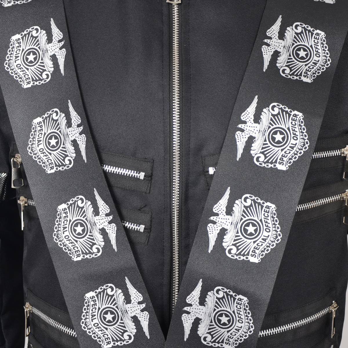 Michael Jackson BAD Tour Cosplay Costume Black Military Jacket Eagle Print Rivet — Unisex Stage Performance Outfit