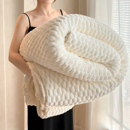 Big 3D Clouds Stylish Hexagon Jacquard Decorative Fuzzy Blankets for Household, Camping, and Travel, Super Soft Cozy
