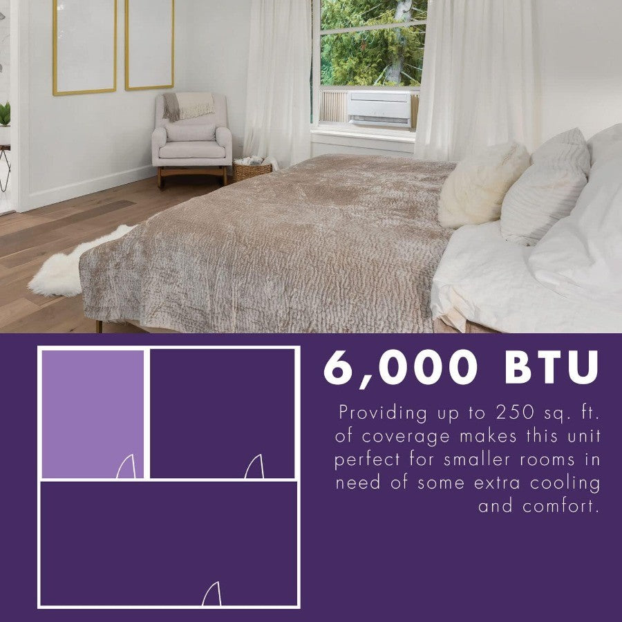 Ar-condicionado de janela e desumidificador de 6000 BTUs para apartamentos, dormitórios e cômodos pequenos a médios de até 23 m². 115V Janela