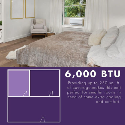 Ar-condicionado de janela e desumidificador de 6000 BTUs para apartamentos, dormitórios e cômodos pequenos a médios de até 23 m². 115V Janela