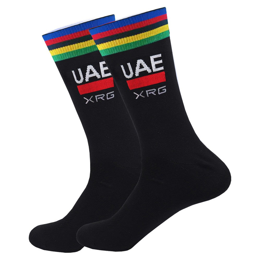 New White UAE Team INEOS Cycling Socks Non Slip Soccer Socks Cushioned Breathable For Running Basketball Bike Sports Grip Socks