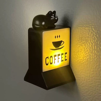 Retro Coffee Corner Creative Atmosphere Light Sign Fridge Magnet Magnetic Home Miniature Pegboard Coffee Shop Glowing Decoration