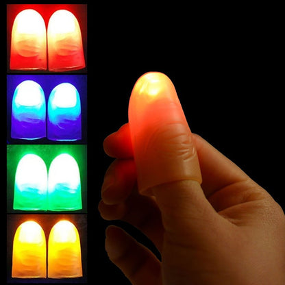 2pcs Thumb Finger Light Luminous Finger Light Magic Trick Props Halloween 2025 Decoration Glowing Fingers Glow in The Dark