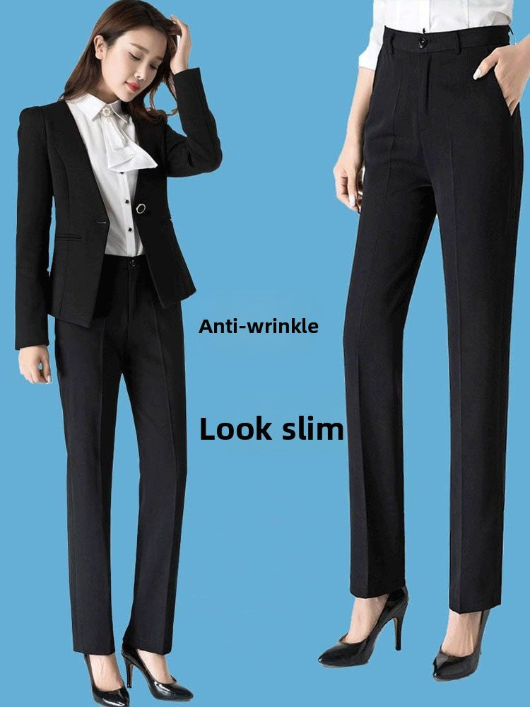 Bla Straight Leg Work Pants Women's Autumn Winter Spring Profional Suit Pants Slimming Formal Long Trousers for Office