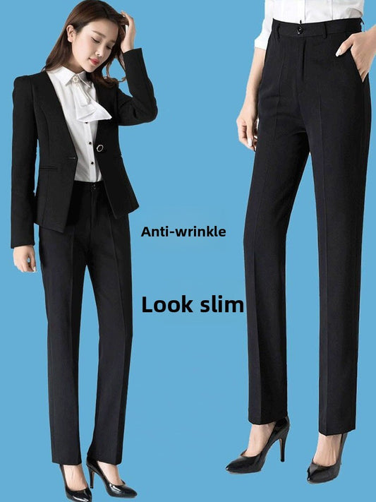 Bla Straight Leg Work Pants Women's Autumn Winter Spring Profional Suit Pants Slimming Formal Long Trousers for Office