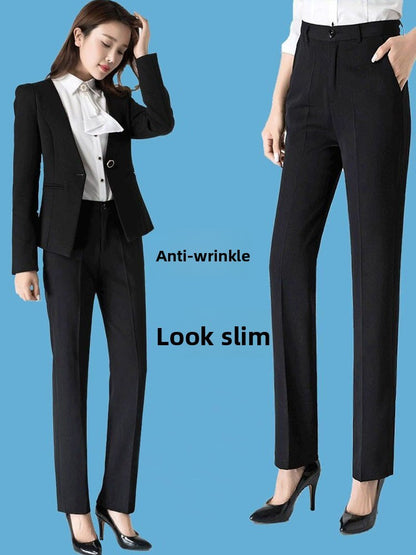 Bla Straight Leg Work Pants Women's Autumn Winter Spring Profional Suit Pants Slimming Formal Long Trousers for Office