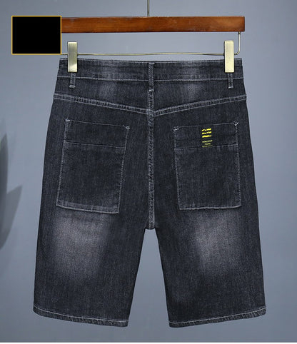 Men's Straight Casual Denim Shorts Simple Solid Color Slim Jeans Comfortable Breathable Bermuda Short Pants Summer