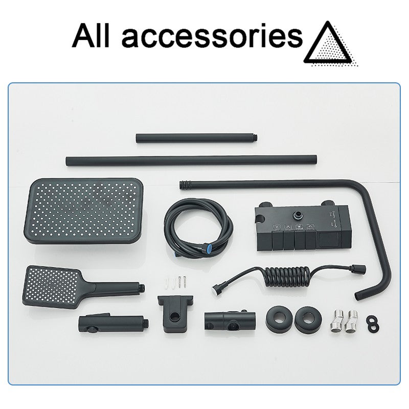 Conjunto de Torneira de Chuveiro Digital Inteligente Rozin Preto Estilo Piano Sistema de Banheiro Queda de Chuva Misturador Digital Cinza com Chuveirinho Bidê