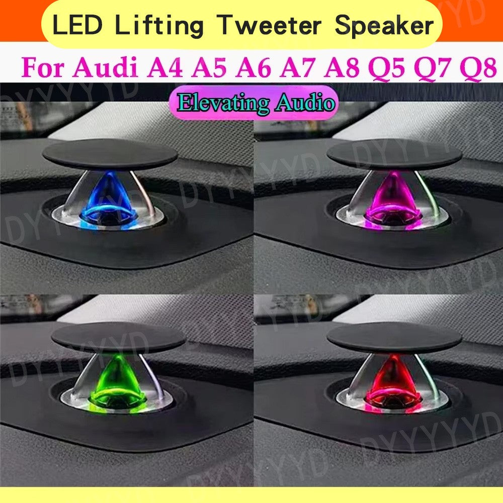 Elevador Tweeter para alto-falante com luz ambiente para Audi A6 C7 C8 A7 A4 A5 B8 B9 Q5 2017-2024 corneta de painel central Lâmpada profissional
