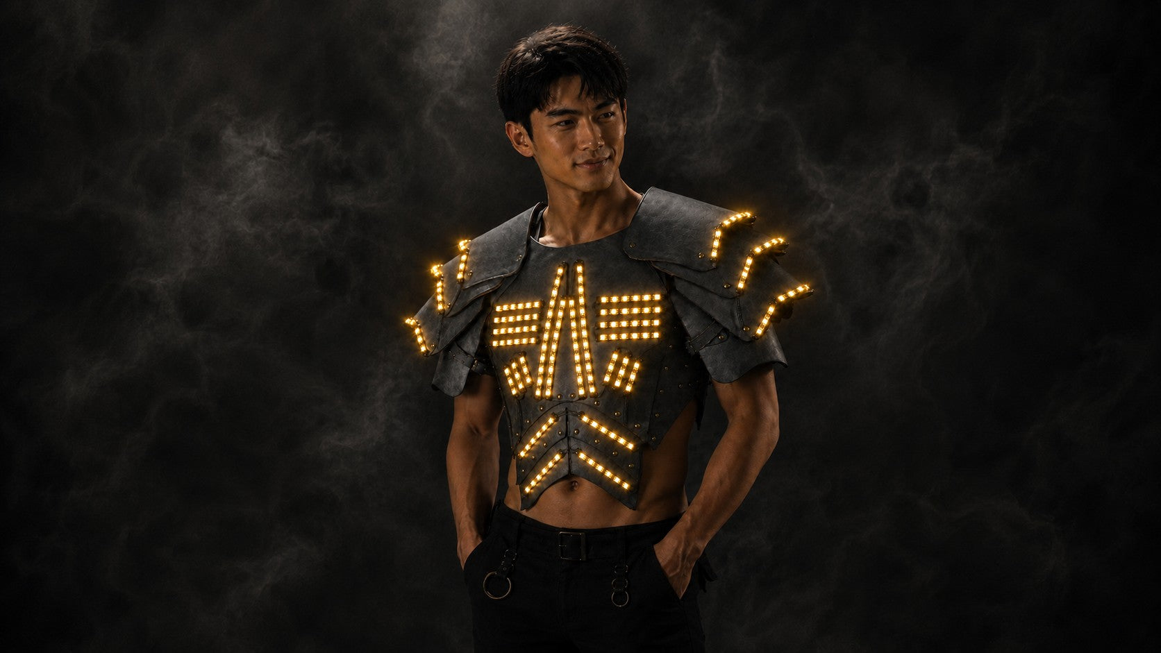 Cyber LED Glow Armor Cape – Illuminated Cosplay & Club Wear