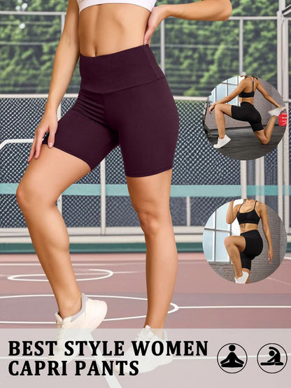 Women's High Waisted Biker Shorts Super Soft Tummy Control No See Through Workout Yoga Running Athletic Push Up Gym Fitness