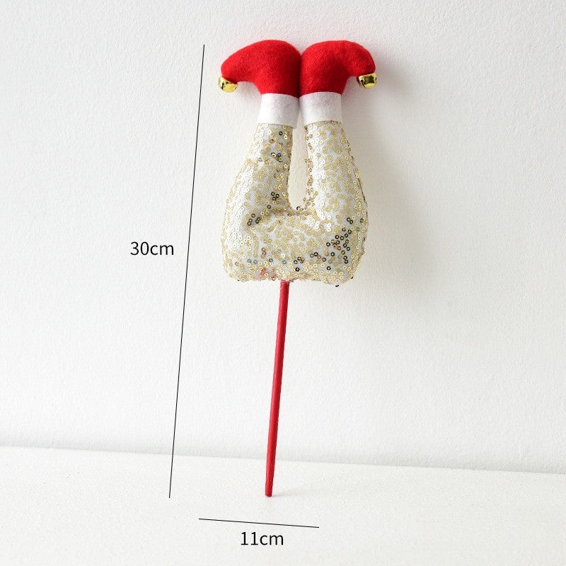 1PC Elf Hat Cuttle Decorated Striped Pants Cuttle Christmas Tree Christmas Elf Stick Christmas Gift Holiday Atmosphere Dress Up
