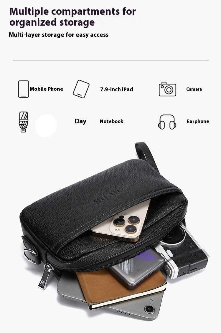 New Style Casual Men's Single Shoulder Bag - Portable Side-Hand Carrying Bag With Wrist Strap - Business-Style Crossbody Bag