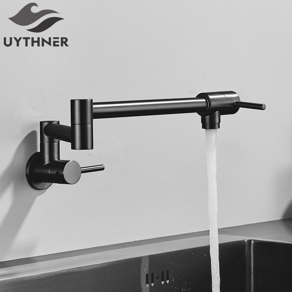 Brushed Gold Rotated Kitchen Sink Faucet Cold Water Tap Brass Basin Sink Swivel Faucets Wall Mounted Faucet