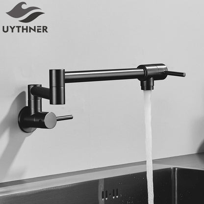 Brushed Gold Rotated Kitchen Sink Faucet Cold Water Tap Brass Basin Sink Swivel Faucets Wall Mounted Faucet