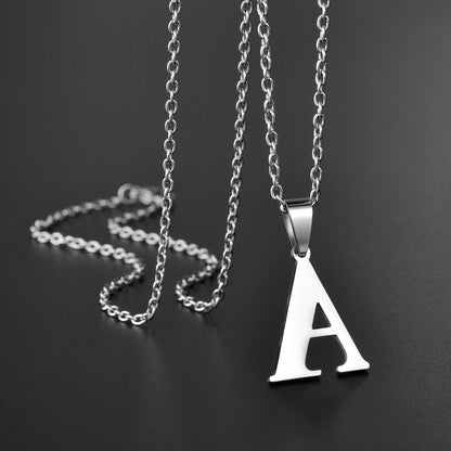 Colar de Aço Inoxidável com Pingente de Nome Letras A-Z do Alfabeto, Colares Minimalistas Iniciais para Homens e Mulheres, Presentes de Moda no Atacado