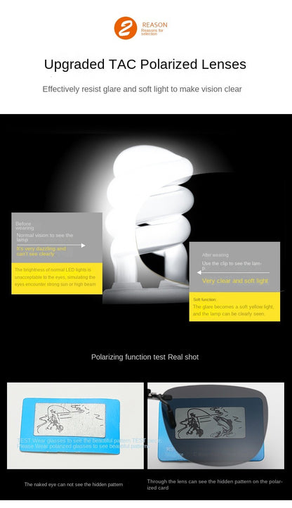 Square Clip on Sunglasses Women Polarized Black Lens UV400 Night Vision Driving Men Goggles Clips Anti Glare Vintage Glasses