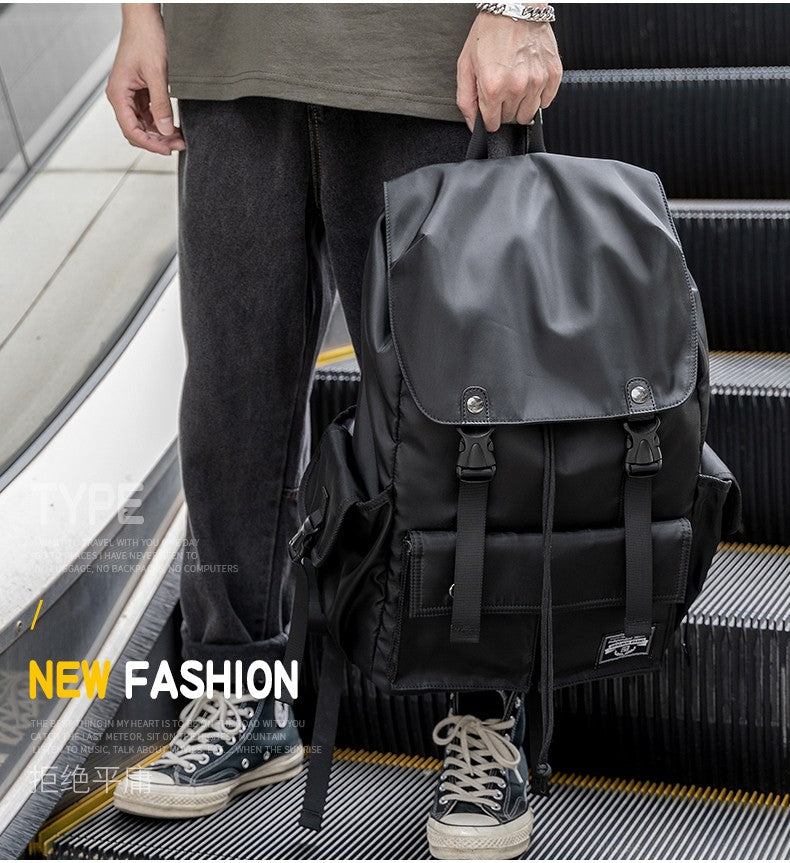 Mochila Masculina Impermeável de Grande Capacidade com Cordão para Homens Oxford Durável Viagem Faculdade Aluno Notebook Escola Livros