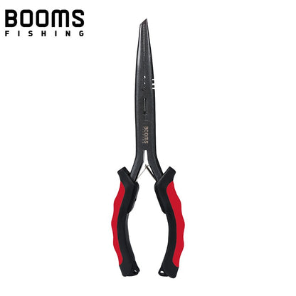 Alicate de Pesca Multifuncional Booms Fishing F03 23,5cm Bico Reto Longo Aço Inoxidável Cortador de Linha Tesoura Ferramenta