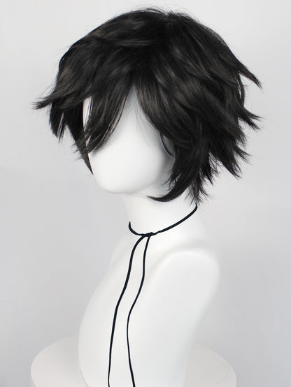 Peruca Curta Lisa Masculina Sintética - Preta, Perfeita para Halloween, Natal, Eventos de Cosplay, Festas a Fantasia