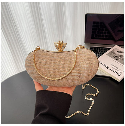 Luxury Shiny Evening Bag for Women Elegant Diamonds Buckle Exquisite Metal Handel Chain Clutch Bag Sparking Sequined Party Bags