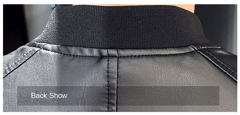 Men SprAutumn Thin Style Motorcycle Leather Jacket Fashionable Motorcycle Leather Jacket Fabric Soft Version Slim Simple Coat