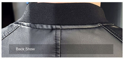 Men SprAutumn Thin Style Motorcycle Leather Jacket Fashionable Motorcycle Leather Jacket Fabric Soft Version Slim Simple Coat