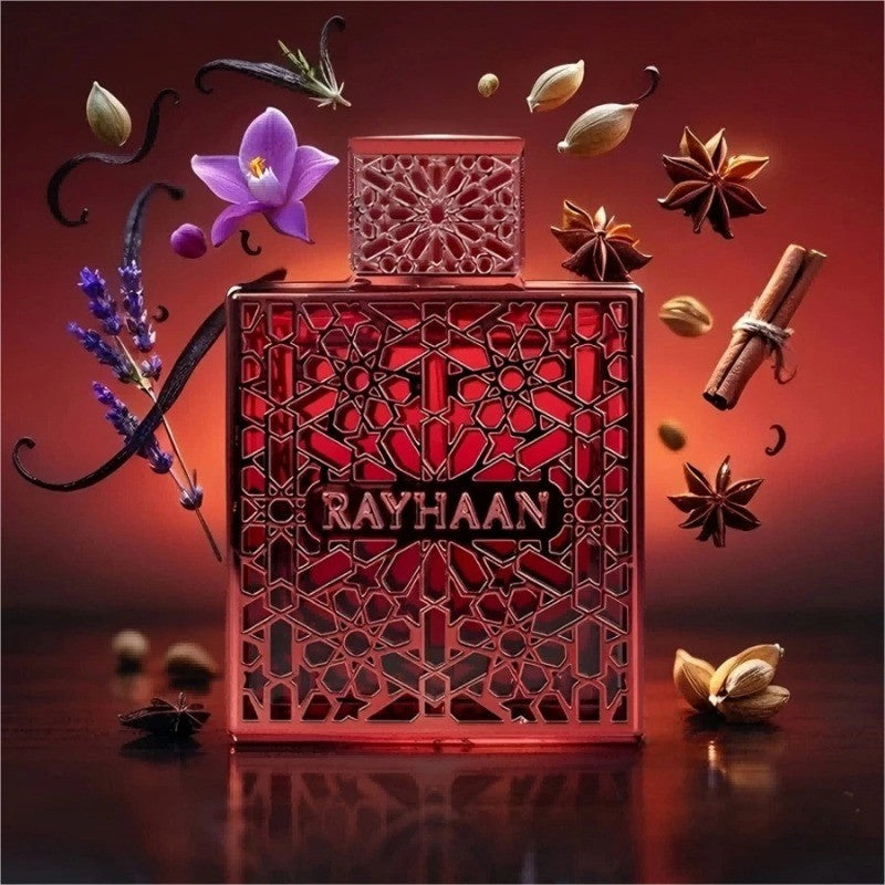 RAYHAAN Crimson Eau de Parfum Homme Spray 100ml Original Árabe Perfumes Nobre Duradouro Amadeirado Picante Feromônio Perfume Colônia Maquiagem