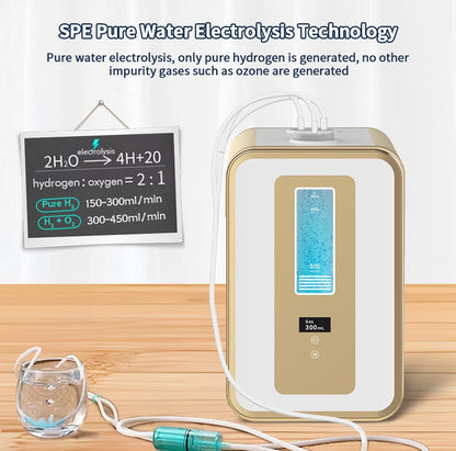 Gerador de Água Hidrogenada Medicinal 300ml Máquina de Inalação de Hidrogênio H2 O2 HHO Dispositivo de Respiração Inalador de Hidrogênio com Saída Dupla