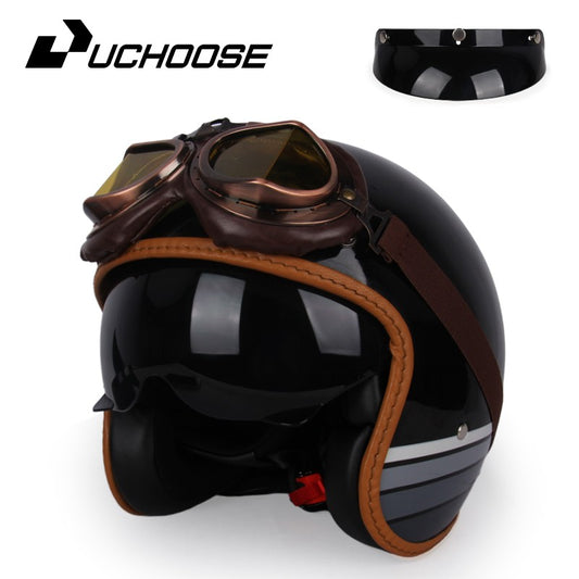 uchoose 3/4 retro helmet, motorcycle opening  Vintage Motorcycle Helmet for Men & Women, Classic Retro Open Face Design