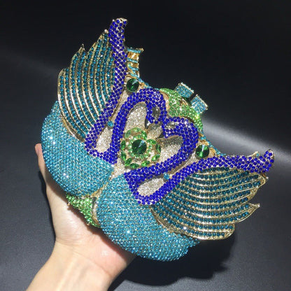 XIYUAN Pink/Black/Blue/Gold Crystal Evening Clutches Bag Hollow Out Women Metal Clutch Purse Wedding Party Prom Dinner Handbag