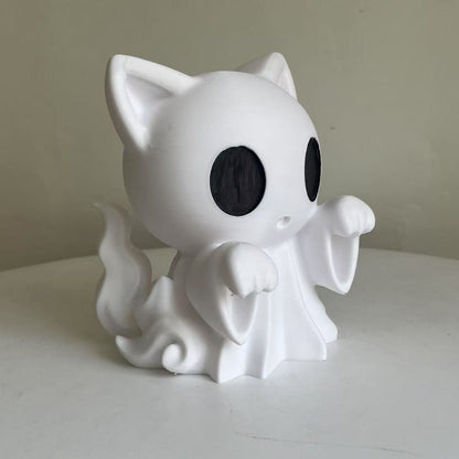 1pcs Halloween ghost cat statue, Cute ghost decorations, interesting Halloween decorations, tabletop ornaments