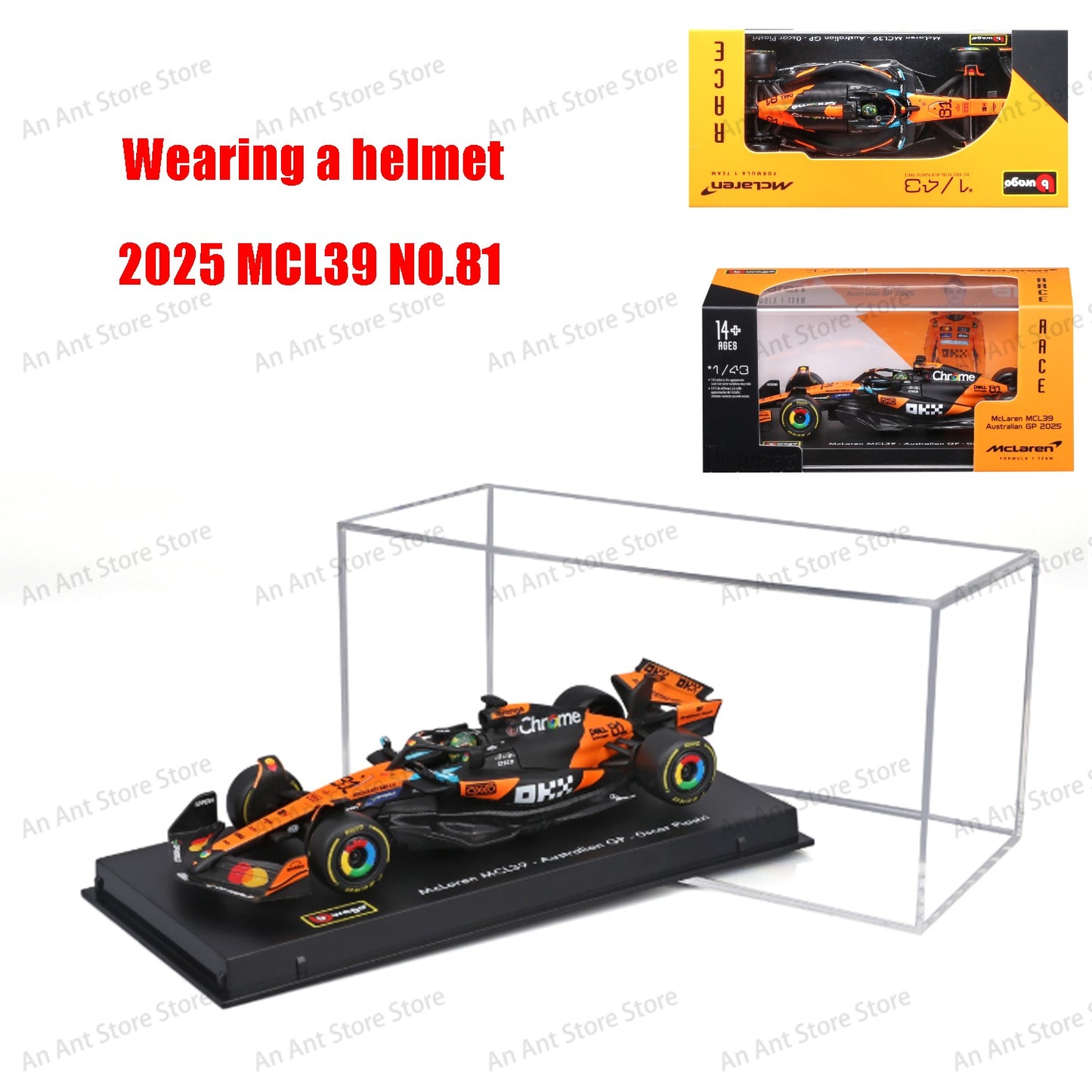 Burago 1:43 2025 F1 McLaren MCL39 #4 #81 Alloy Car Model Simulation Decoration Collection Christmas Birthday Gift Collection Toy